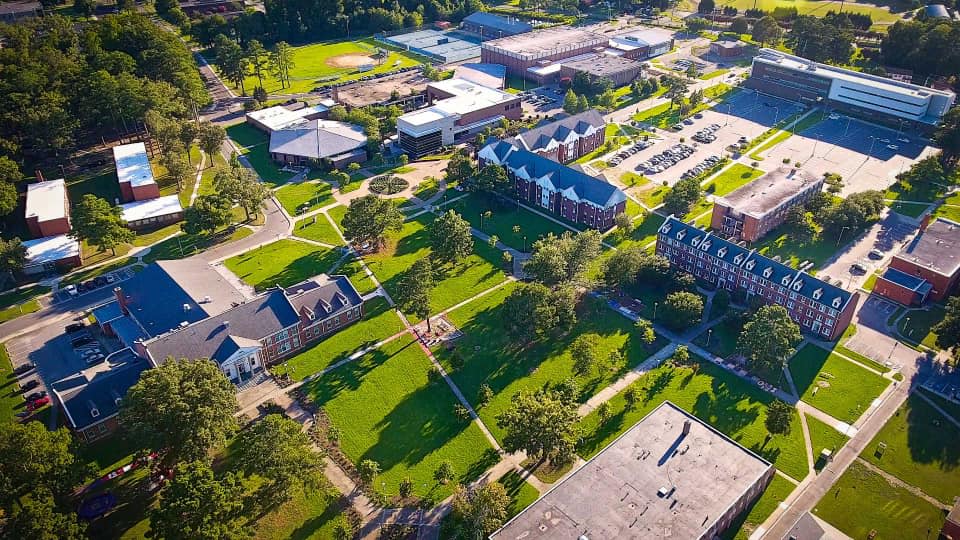 An aerial picture of Elizabeth City State University.